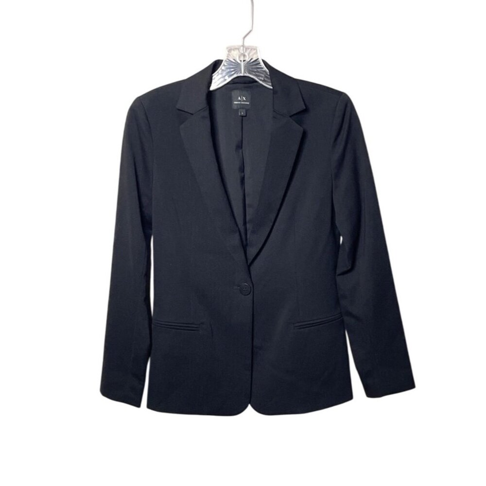 Armani Exchange Women's Black Blazer Size 0 One-Button Closure Long Sleeve Lined